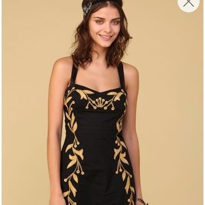 Free People Gold Embroidered Dress Sz 4